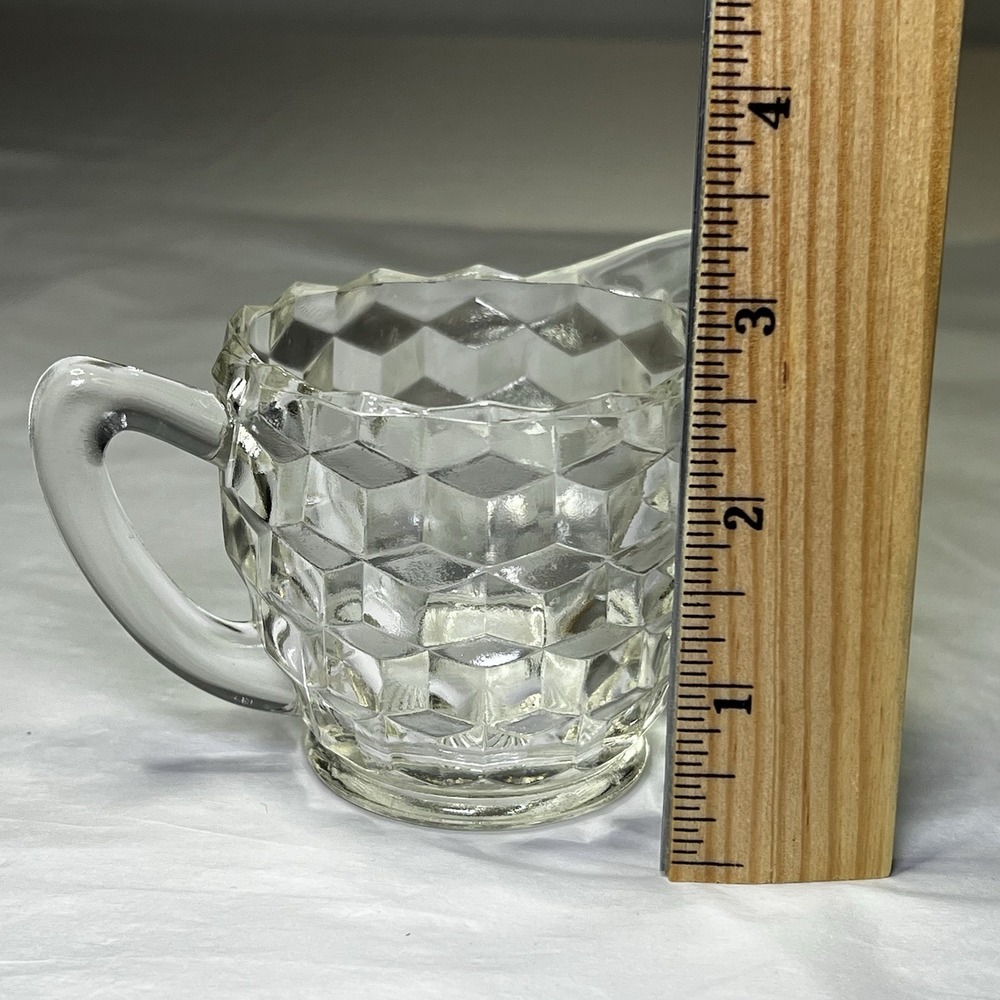 Vintage Jeanette Clear Depression Glass Creamer Cube Cubist,  3" high 5oz‎ - Picture 4 of 4